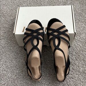 LifeStride Yaya Women's Strappy Wedge Sandals Black Size 11W